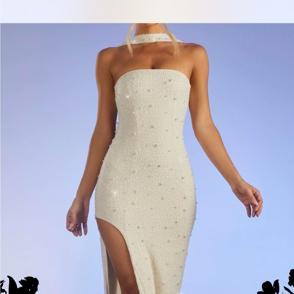 oh polly maxi dress white embellished